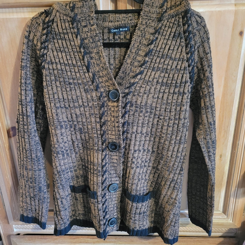 Carol Rose Black and Brown Knit Sweater